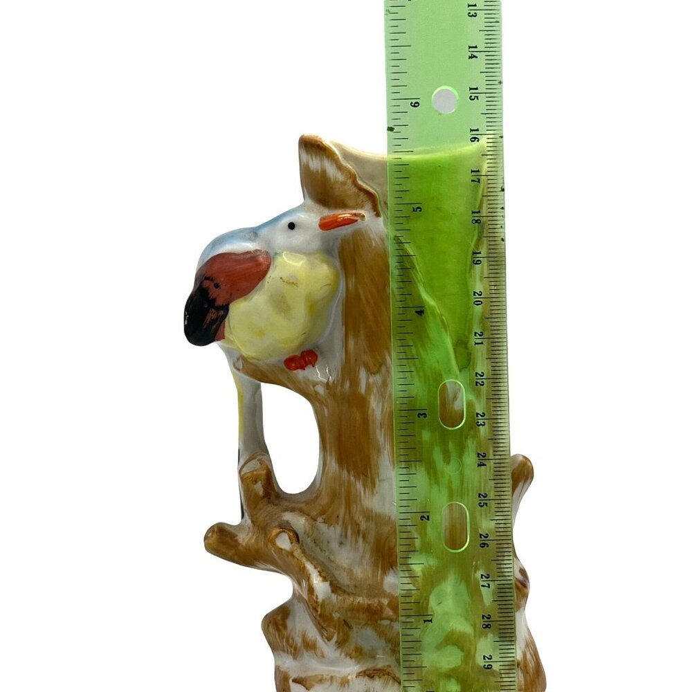 Vintage Ceramic Tree Trunk Vase With Colorful Bird Figurine - Picture 6 of 8